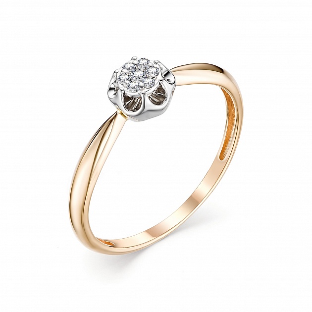 Золотое кольцо АЛЬКОР 11055-100 с бриллиантом