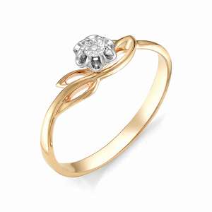 Золотое кольцо АЛЬКОР 11621-100 с бриллиантом