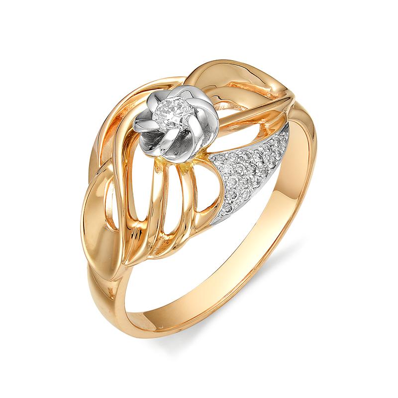 Золотое кольцо АЛЬКОР 11667-100 с бриллиантом
