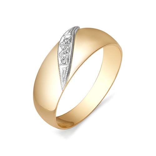 Золотое кольцо АЛЬКОР 12153-100 с бриллиантом