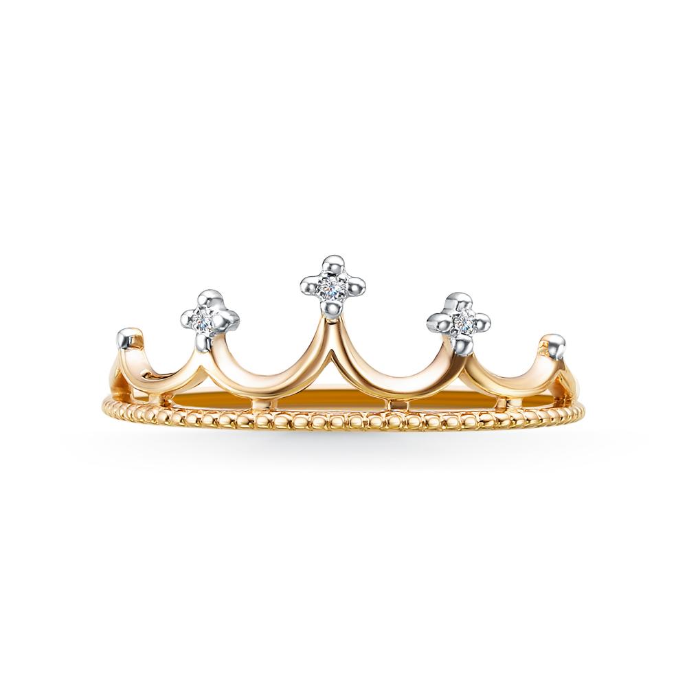 Золотое кольцо АЛЬКОР 12175-100 с бриллиантом