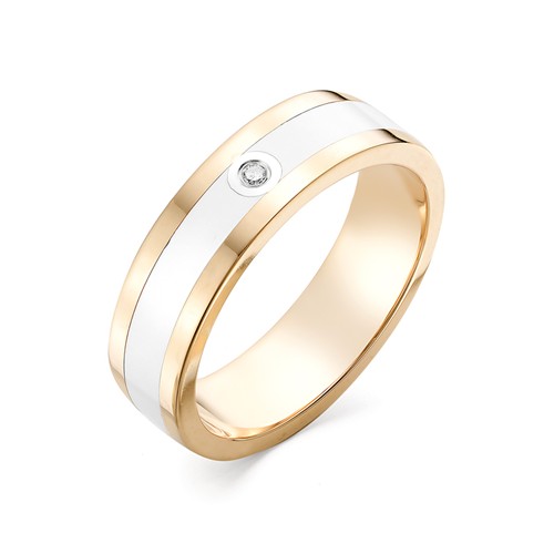 Золотое кольцо АЛЬКОР 12239-100 с бриллиантом и керамикой