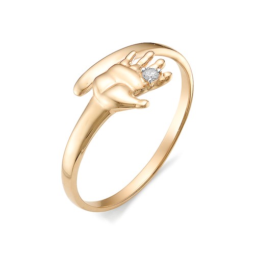 Золотое кольцо Ручка младенца АЛЬКОР с бриллиантом 12253-100