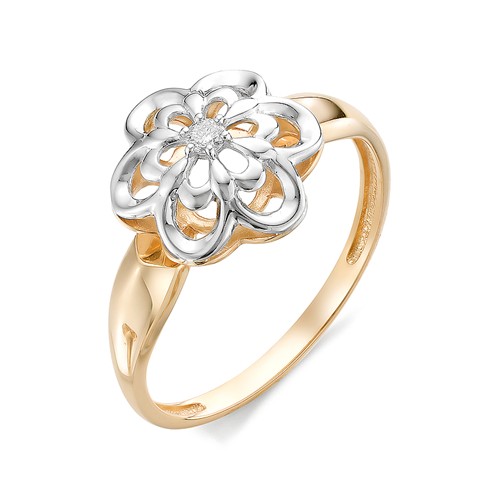 Золотое кольцо АЛЬКОР 12315-100 с бриллиантом