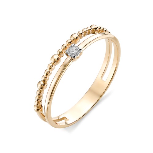 Золотое кольцо АЛЬКОР 12394-100 с бриллиантом