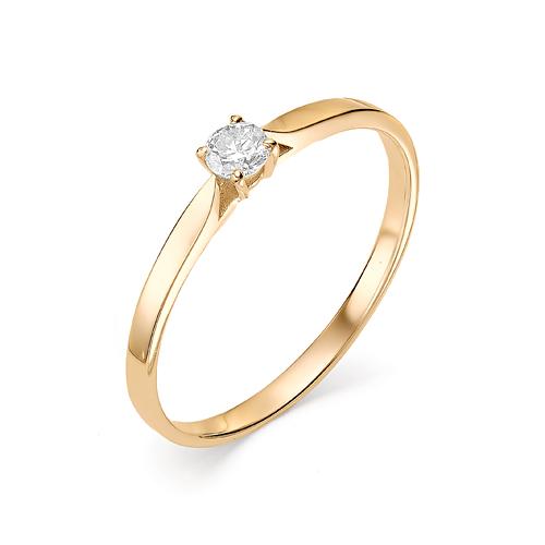Золотое кольцо АЛЬКОР 12427-100 с бриллиантом