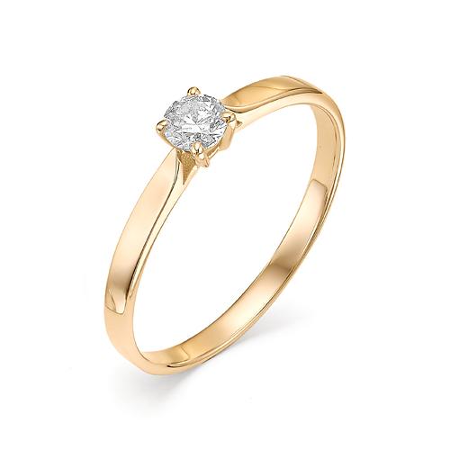 Золотое кольцо АЛЬКОР 12428-100 с бриллиантом