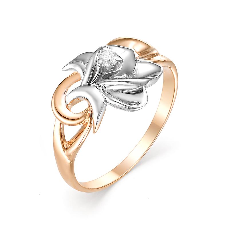 Золотое кольцо АЛЬКОР 12489-100 с бриллиантом