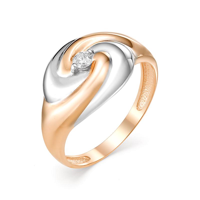 Золотое кольцо АЛЬКОР 12541-100 с бриллиантом
