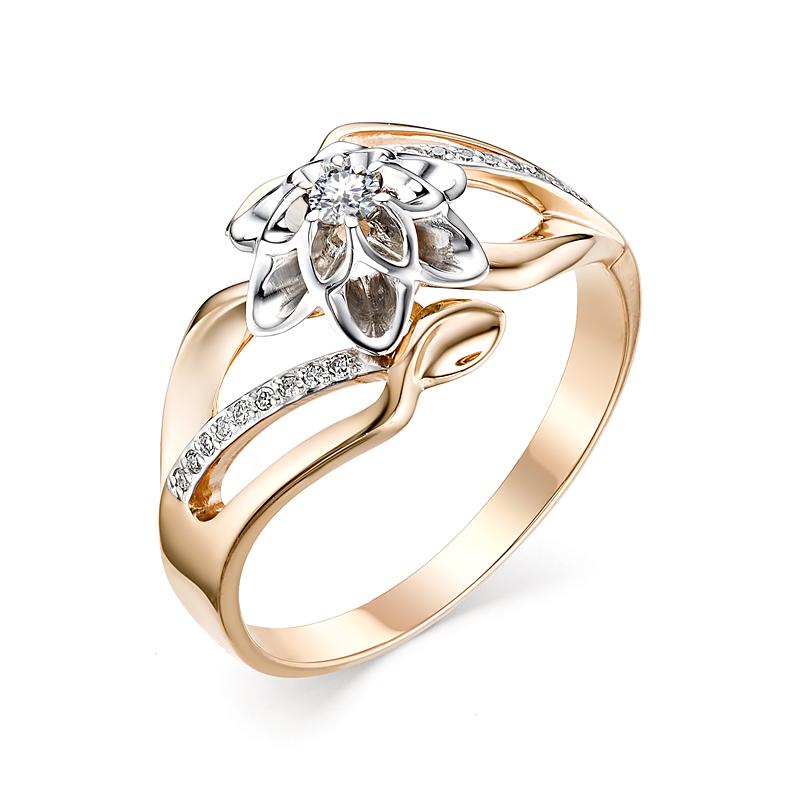 Золотое кольцо АЛЬКОР 12547-100 с бриллиантом