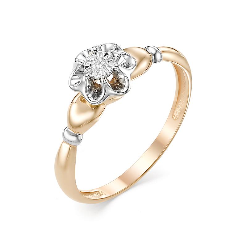 Золотое кольцо АЛЬКОР 12568-100 с бриллиантом