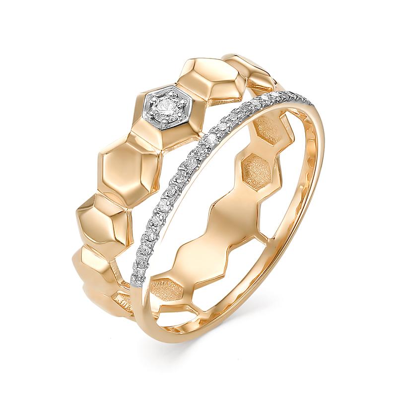 Золотое кольцо АЛЬКОР 12591-100 с бриллиантом