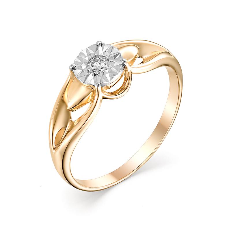Золотое кольцо АЛЬКОР 12635-100 с бриллиантом