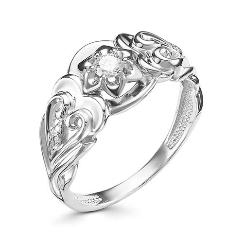 Кольцо из белого золота АЛЬКОР 12669-200 с бриллиантом