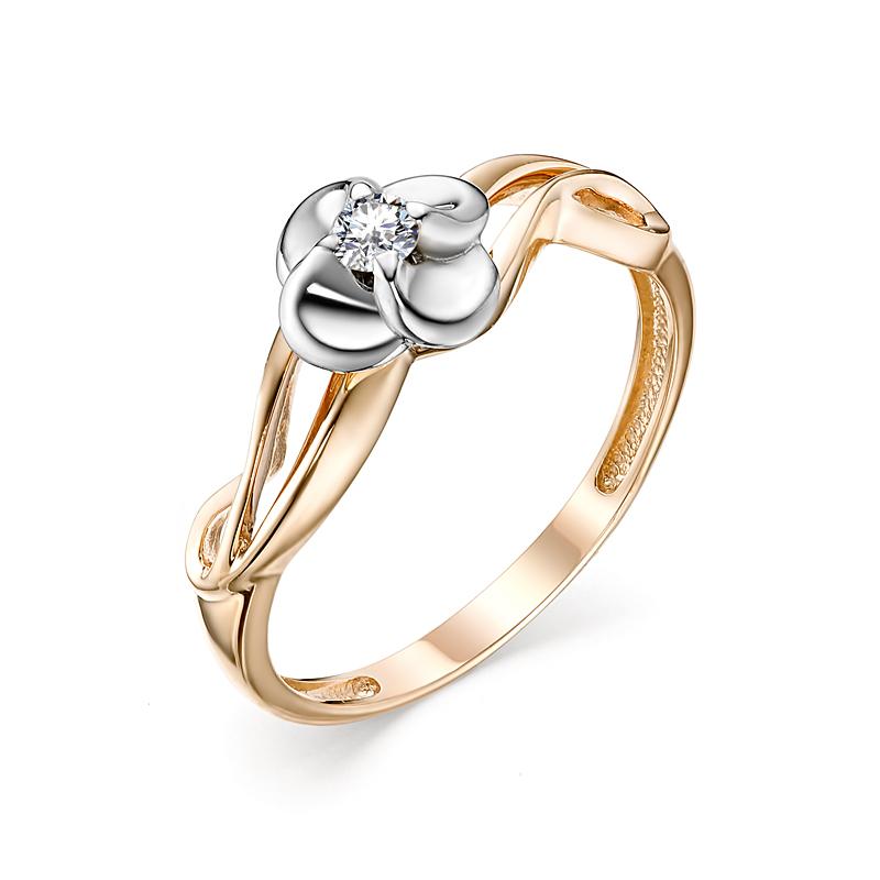 Золотое кольцо АЛЬКОР 12690-100 с бриллиантом
