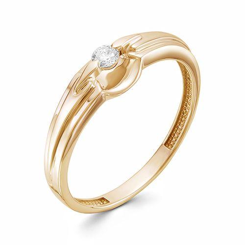 Золотое кольцо АЛЬКОР 12692-100 с бриллиантом