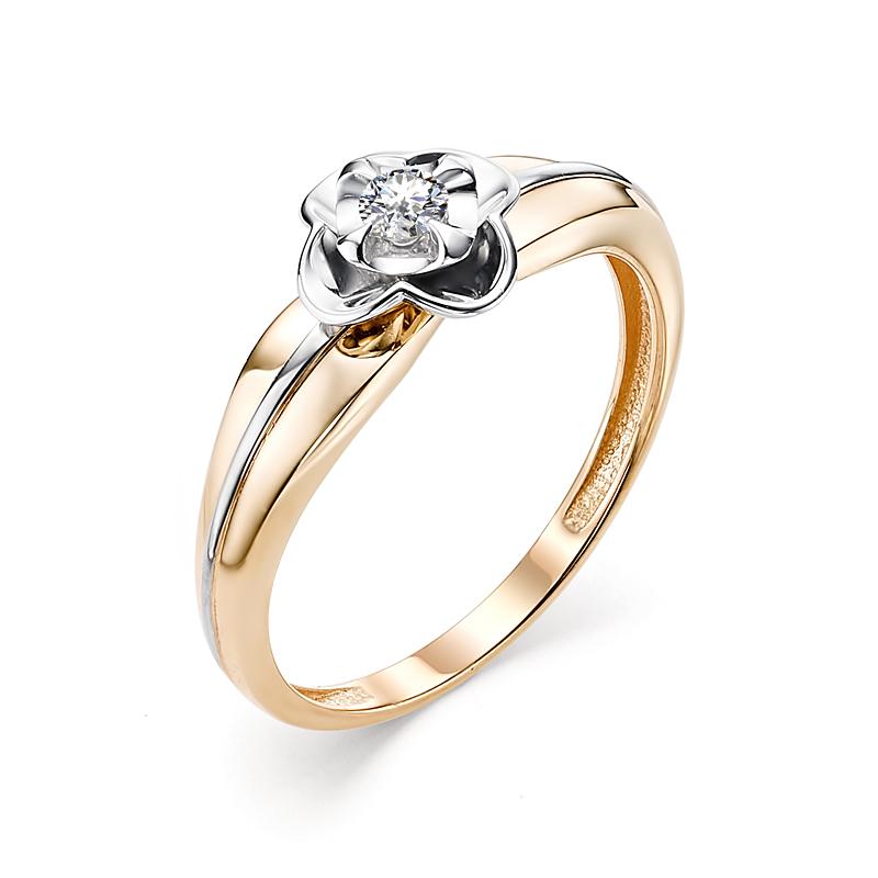 Золотое кольцо АЛЬКОР 12693-100 с бриллиантом