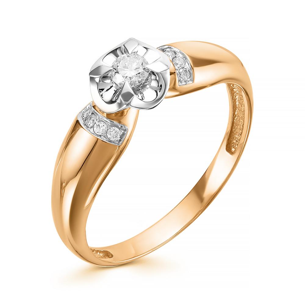 Золотое кольцо АЛЬКОР 12700-100 с бриллиантом