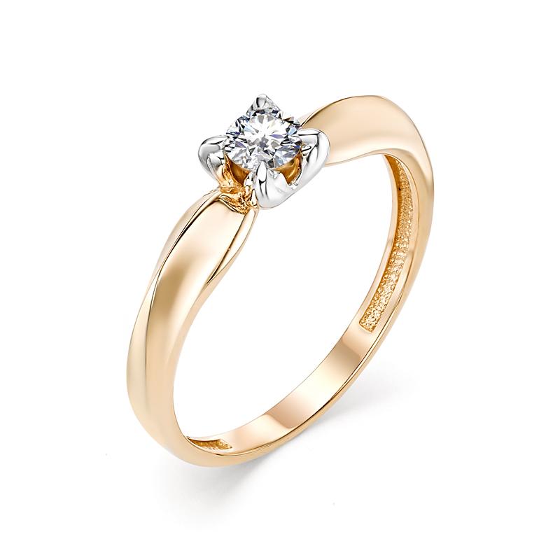 Золотое кольцо АЛЬКОР 12755-100 с бриллиантом