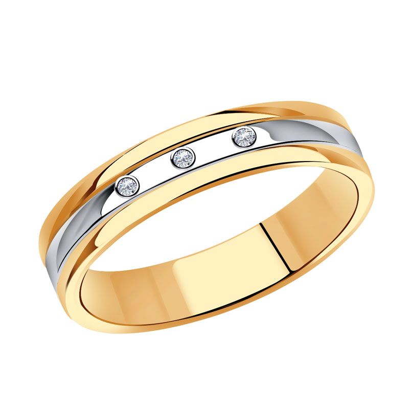 Золотое обручальное кольцо 4,5 мм АЛЬКОР с бриллиантом 12795-100