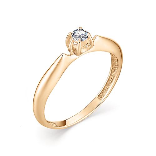 Золотое кольцо АЛЬКОР 12798-100 с бриллиантом