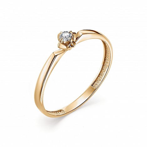 Золотое кольцо АЛЬКОР 12804-100 с бриллиантом