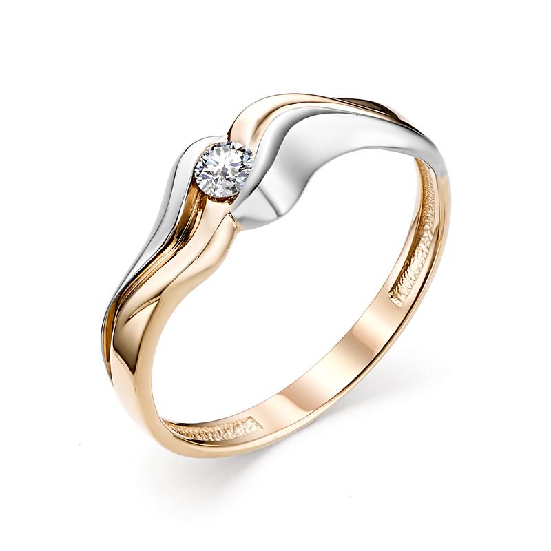 Золотое кольцо АЛЬКОР 12823-100 с бриллиантом