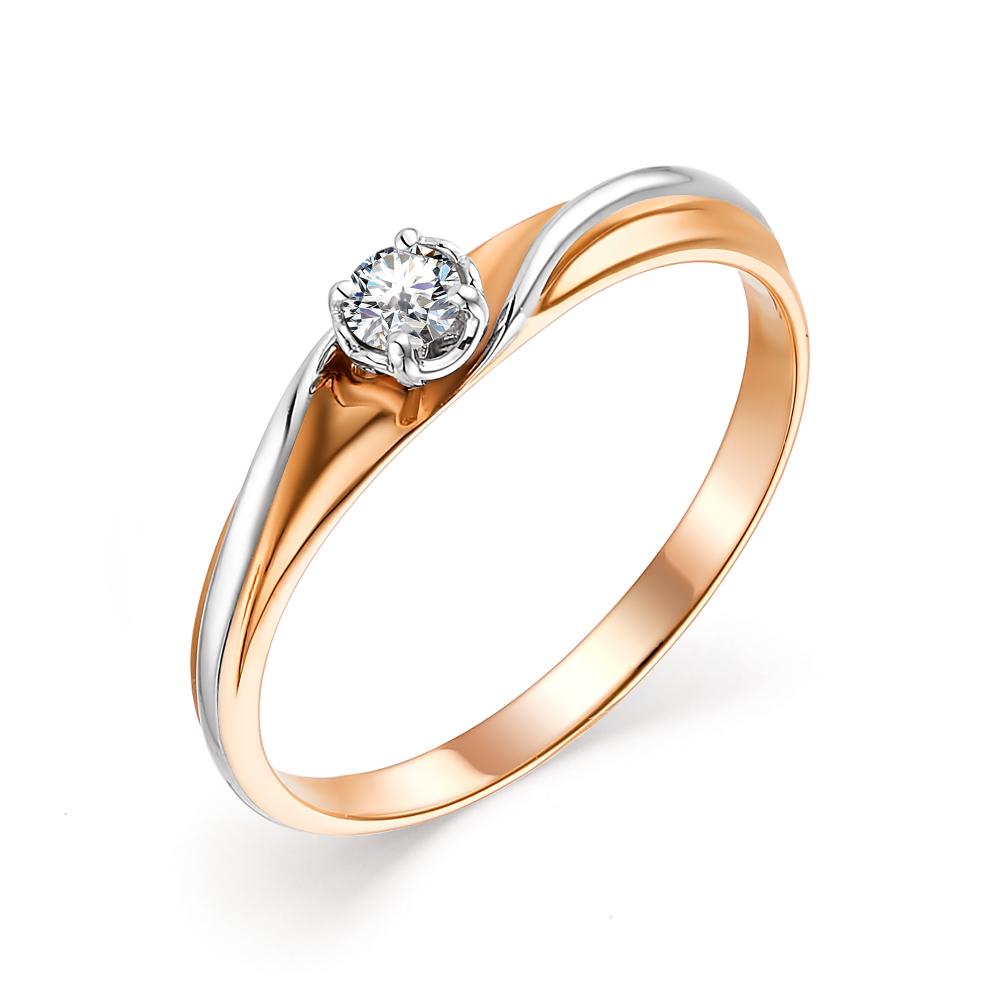 Золотое кольцо АЛЬКОР 12825-100 с бриллиантом