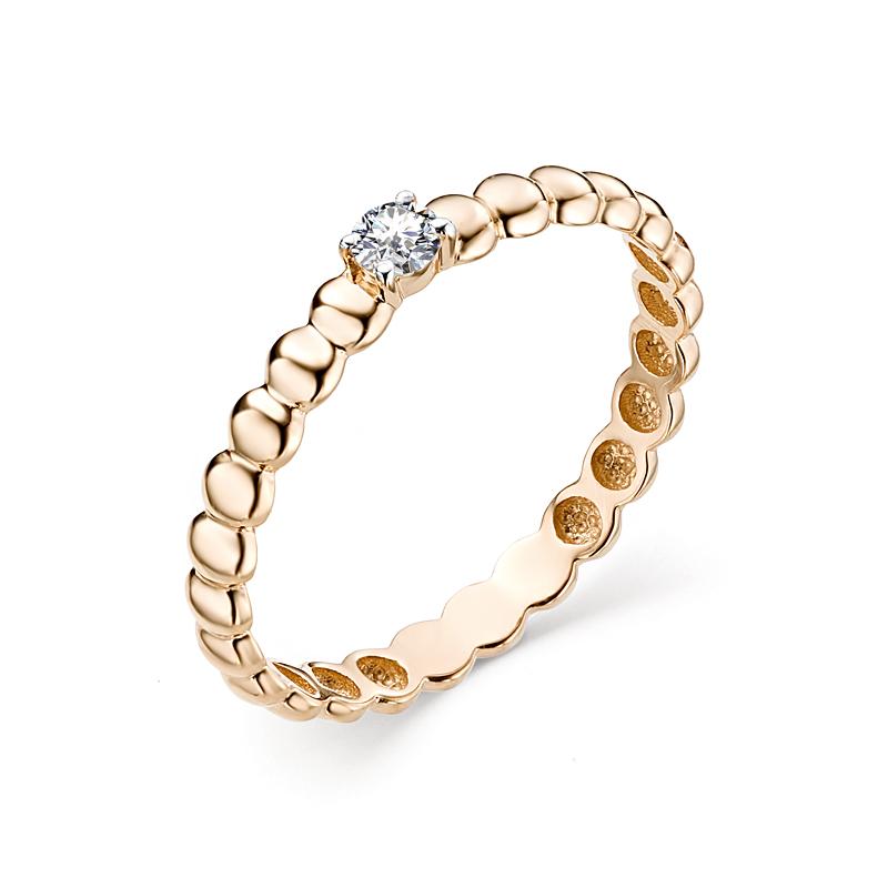 Золотое кольцо АЛЬКОР 12840-100 с бриллиантом