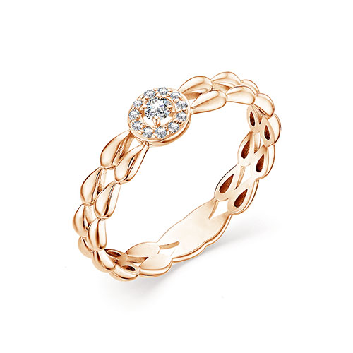 Золотое кольцо АЛЬКОР 12860-100 с бриллиантом