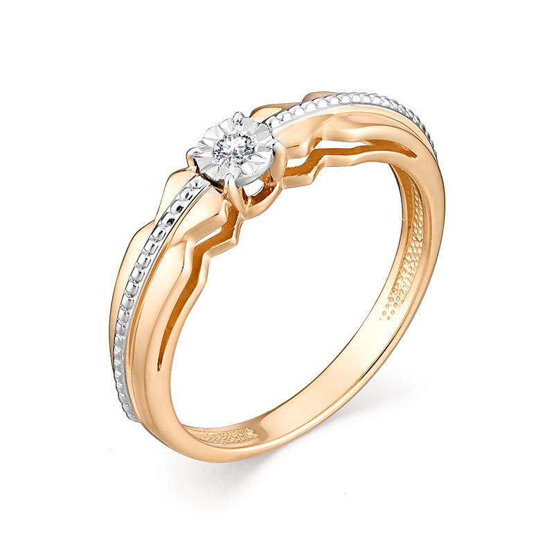 Золотое кольцо АЛЬКОР 12953-100 с бриллиантом