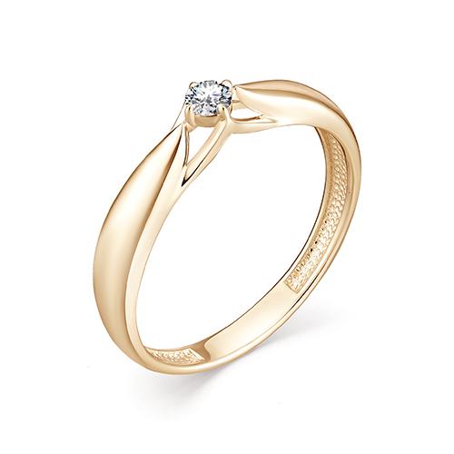 Золотое кольцо АЛЬКОР 12955-100 с бриллиантом