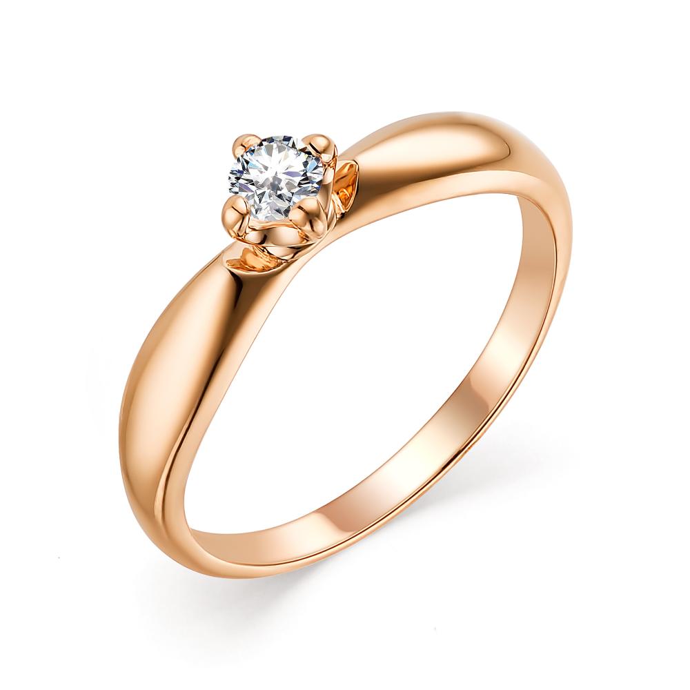 Золотое кольцо АЛЬКОР 12958-100 с бриллиантом