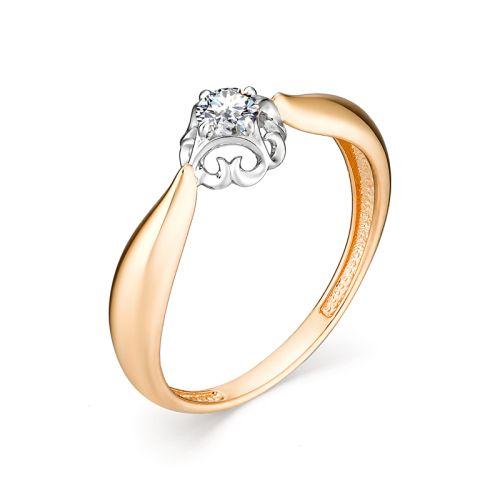 Золотое кольцо АЛЬКОР 12960-100 с бриллиантом