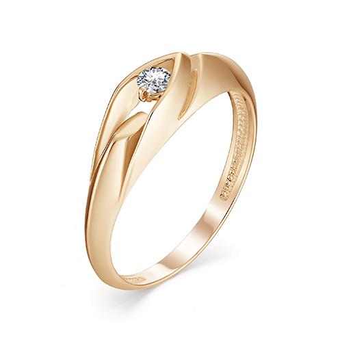 Золотое кольцо АЛЬКОР 12967-100 с бриллиантом