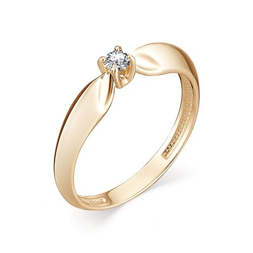 Золотое кольцо АЛЬКОР 12968-100 с бриллиантом