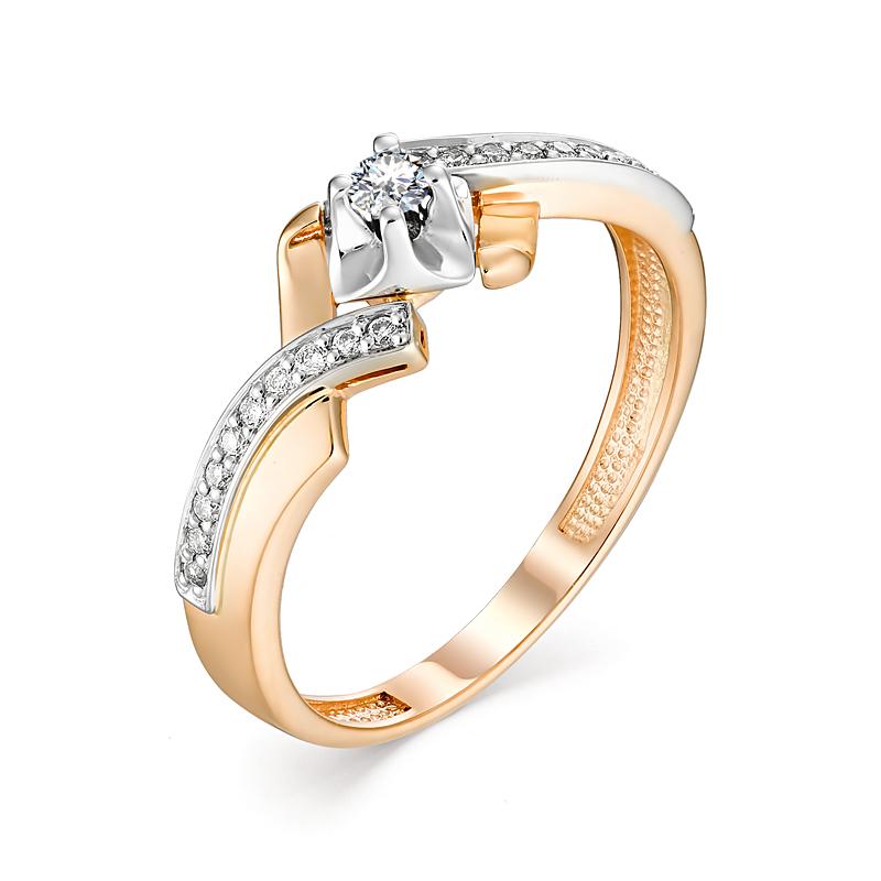 Золотое кольцо АЛЬКОР 12981-100 с бриллиантом