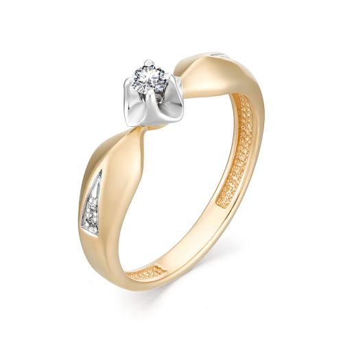 Золотое кольцо АЛЬКОР 12990-100 с бриллиантом