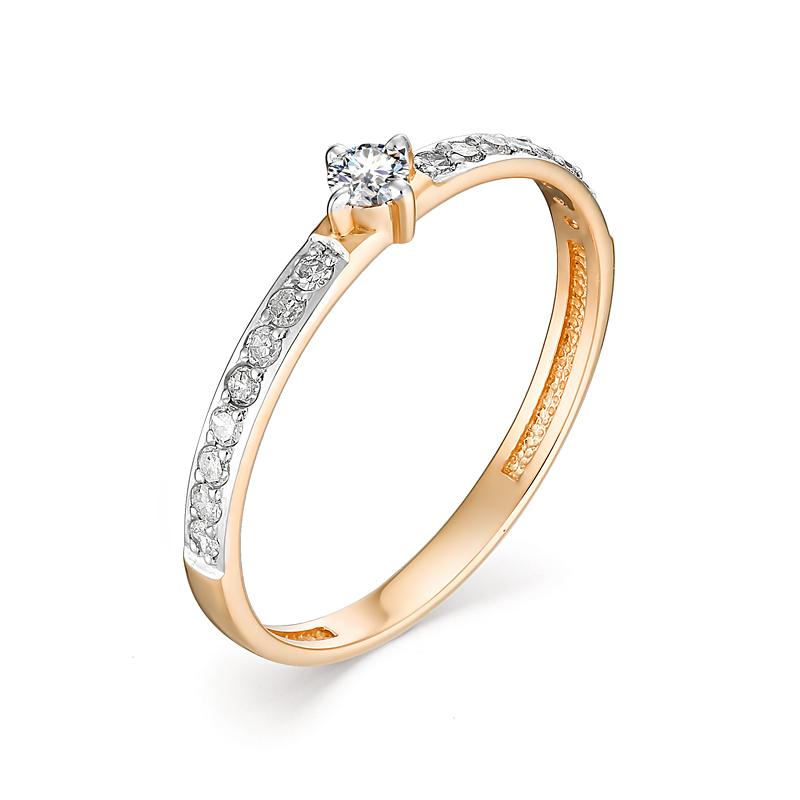 Золотое кольцо АЛЬКОР 12994-100 с бриллиантом