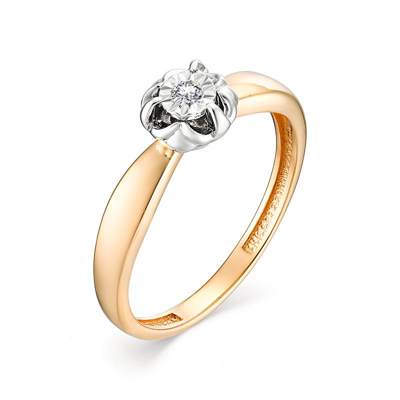 Золотое кольцо АЛЬКОР 13004-100 с бриллиантом