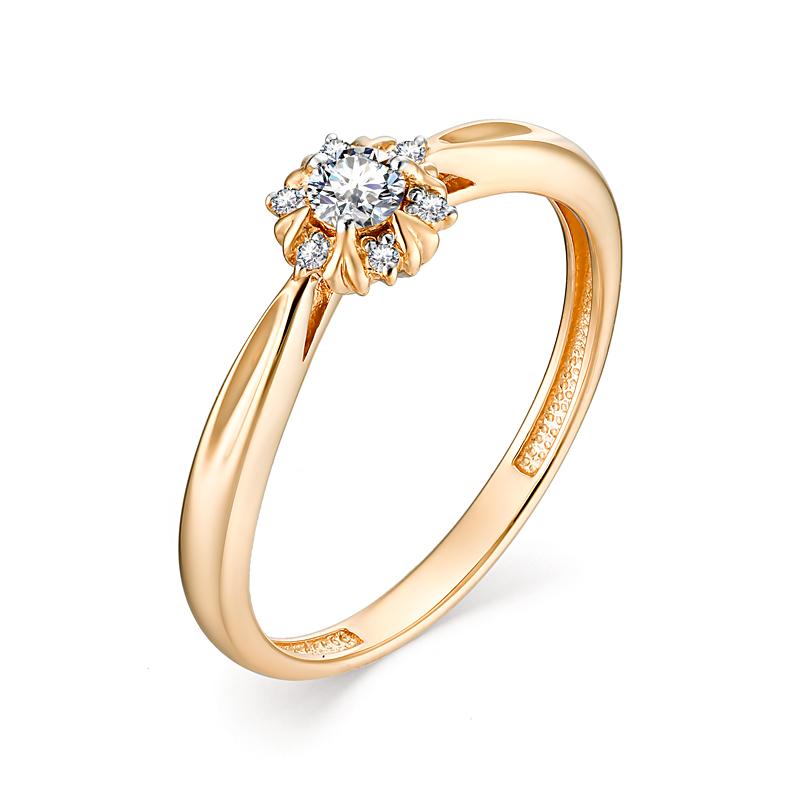 Золотое кольцо АЛЬКОР 13009-100 с бриллиантом
