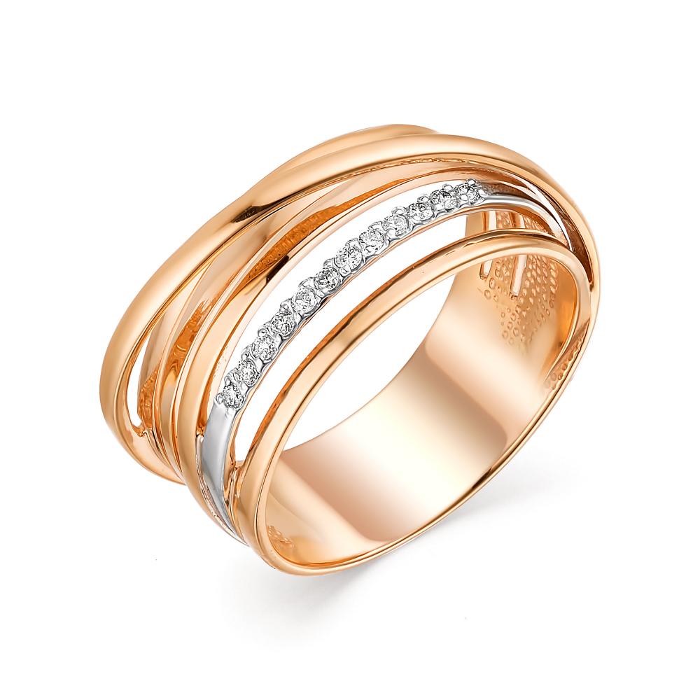Золотое кольцо АЛЬКОР 13018-100 с бриллиантом