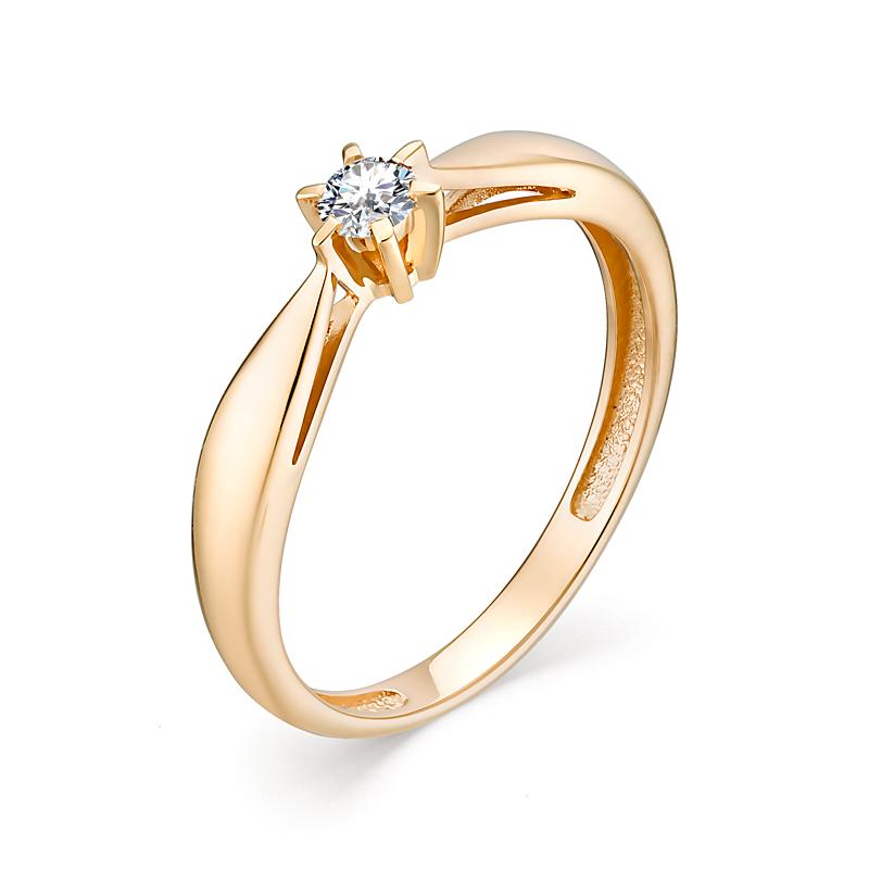Золотое кольцо АЛЬКОР 13037-100 с бриллиантом