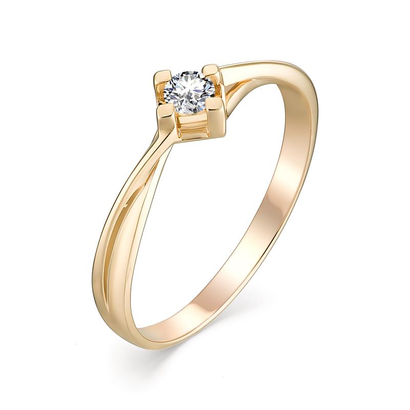 Золотое кольцо АЛЬКОР 13042-100 с бриллиантом