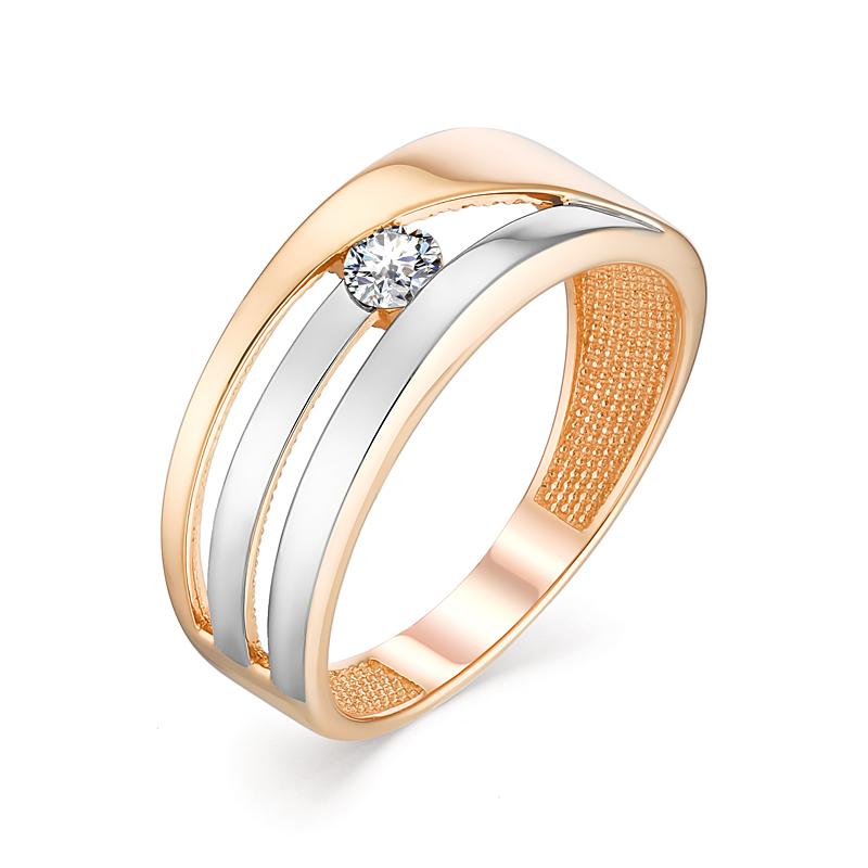 Золотое кольцо АЛЬКОР 13094-100 с бриллиантом
