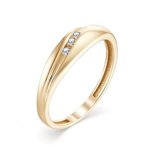 Золотое кольцо АЛЬКОР 13103-100 с бриллиантом
