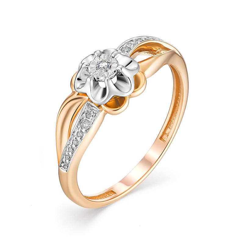 Золотое кольцо АЛЬКОР 13107-100 с бриллиантом
