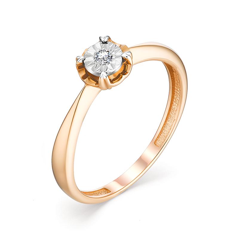 Золотое кольцо АЛЬКОР 13110-100 с бриллиантом
