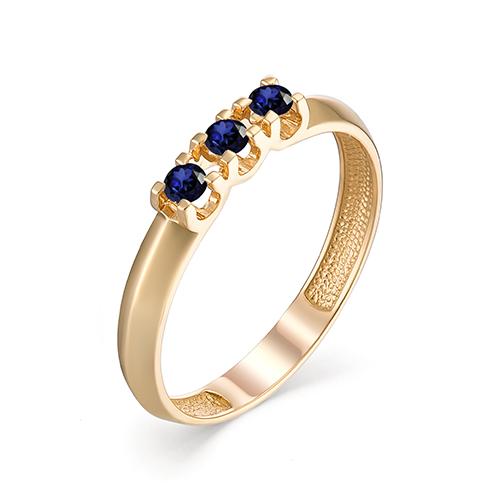 Золотое кольцо АЛЬКОР 13134-102 с сапфиром