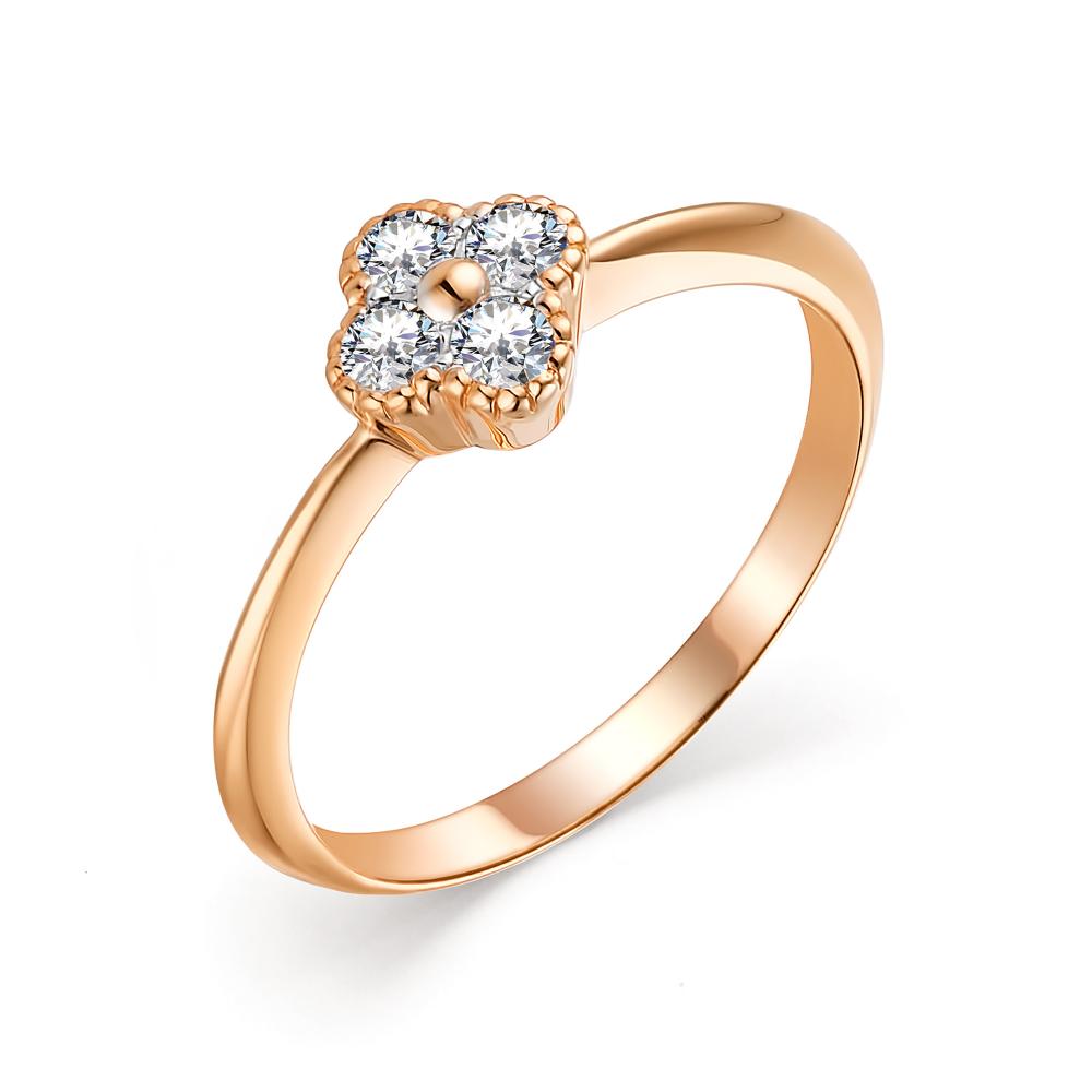 Золотое кольцо АЛЬКОР 13144-100 с бриллиантом